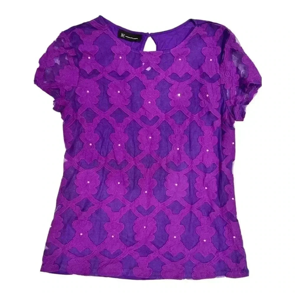 INC purple top with rhinestones size M